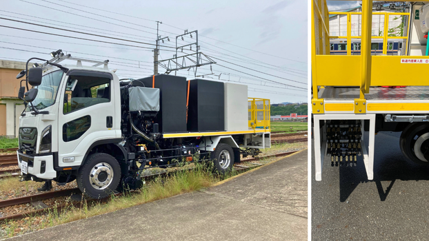 a road-rail truck platform equipped with weed detection technology and automatic management