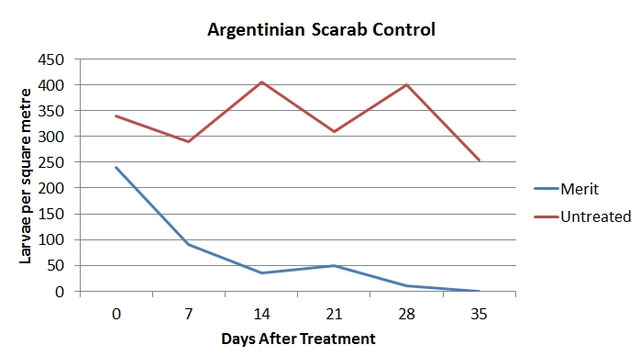Control of Argentinian scarab with Merit