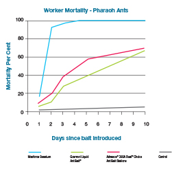 Pharaoh Ant, worker mortality graph