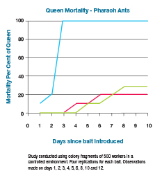 Pharaoh Ant, queen mortality graph