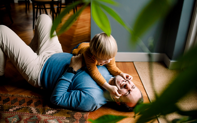 family playing in home