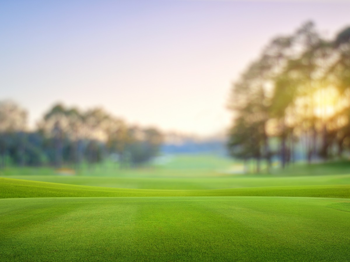 sun rising over golf greens
