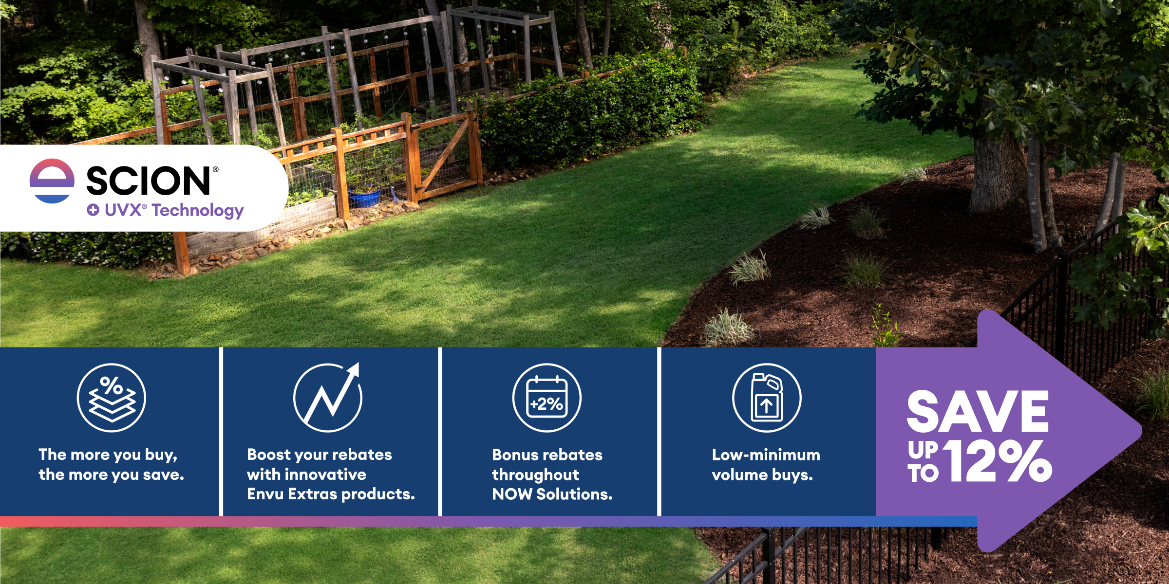 scion uvx technology the more you buy the more you save boost your rebates with innovative envu extras products bonus rebates throughout now solutions low minimum volume buys save up to 12 percent