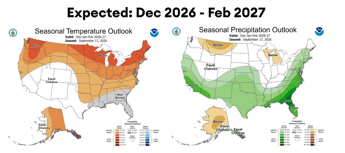 climate expectation map december to february 2026