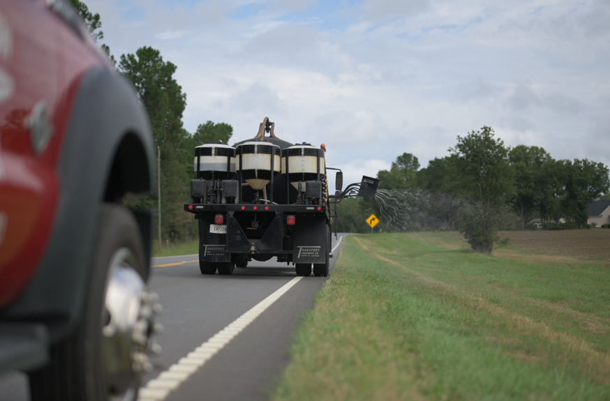 tank truck driving down road