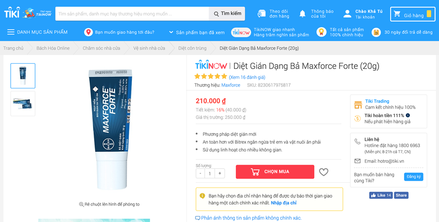 Bước 1: Vào trang web dành cho các sản phẩm